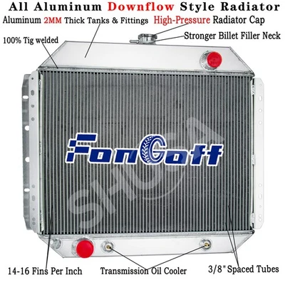433 4 Row Aluminum Radiator For 1966-1979&78 Ford F100 F150 F250 F350 &Bronco V8 Foto 1 de 4