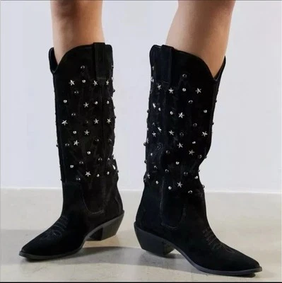 Botas de Vaquero Altas Adornadas Urban Outfitters en Negro Talla 8 Foto 1 de 4
