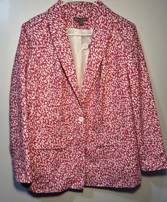 Chaqueta Jessica London Talla Grande 16W Blazer Un Botón Rosa/Blanco Trabajo Carrera Foto 1 de 4