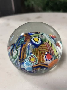 Stunning! VTG Multicolored Millefiori Art Glass Paperweight 2.5"W x 2”T - Picture 1 of 15