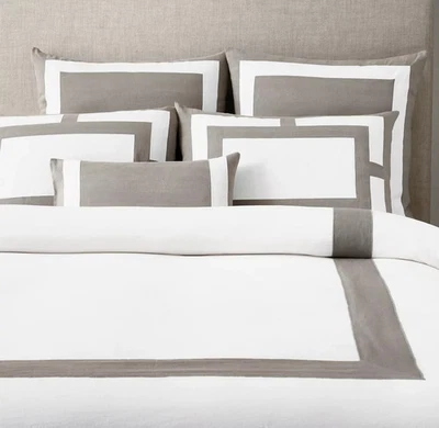 FUNDA NÓRDICA DE LINO CON MARCO HERRAJES RESTAURACIÓN DERECHA Niebla y Blanco F/Q Foto 1 de 4