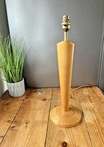 MID CENTURY 70'S MODERNIST ART DECO STYLE WOOD BEEHIVE TABLE DESK LAMP BASE - Picture 1 of 13