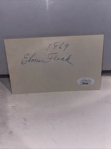 Elmer Flick Autographed 3 x 5 Unlined Index Card with 1969 Inscription JSA COA - Picture 1 of 3