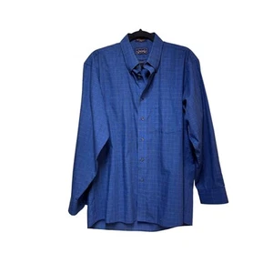 The Arrow Company Wrinkle Free Broadcloth Plaid Button Down Shirt Blue - Picture 1 of 6