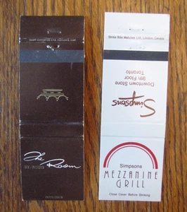 SIMPSON'S DEPARTMENT STORE MATCHBOOK COVERS: TORONTO, ONTARIO MATCHCOVERS -A23 - Picture 1 of 1