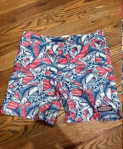 Vineyard Vines Swim Trunks Boys Size Large (16) Blue Fish Printed Lined Shorts - Picture 1 of 4