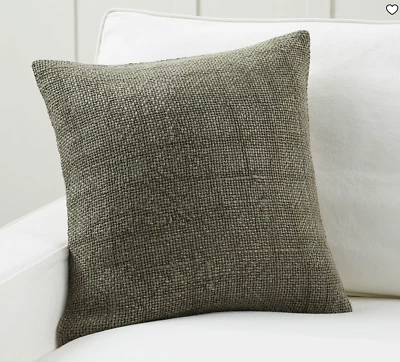 NEW Pottery Barn Faye Textured Pillow Cover 20”x20” Sage Grass Linen Flax Zip - Image 1 of 4