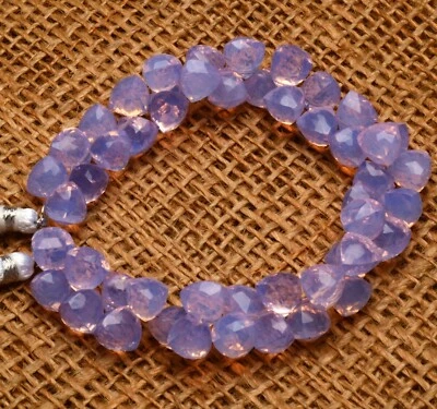 Lavender Color Quartz 8 mm Size Faceted Trillion Beads 7" Strand - Image 1 of 4