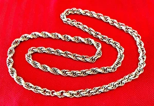 Vintage silberfarbene Seil Kette Halskette 38" mal 3/8" Durchmesser - Bild 1 von 5