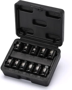EMENTOL 11PCS 3/8" Drive Pipe Plug Socket Set, SAE, CR-MO, Tapered Male Square D - Picture 1 of 12