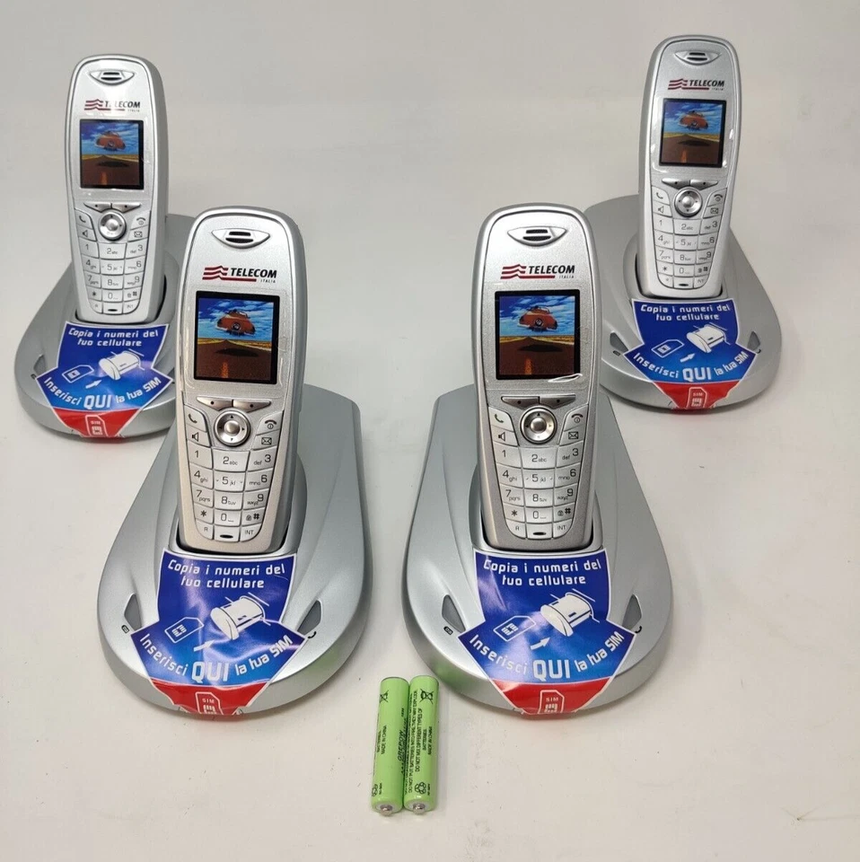Telefono Cordless Telecom Aladino 2 Quadruplo Vivavoce Rubrica Sveglia Argento - Immagine 1 di 1