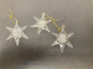 3 Clear Art Glass Snowflake 2" in Diameter Ornaments - Picture 1 of 3