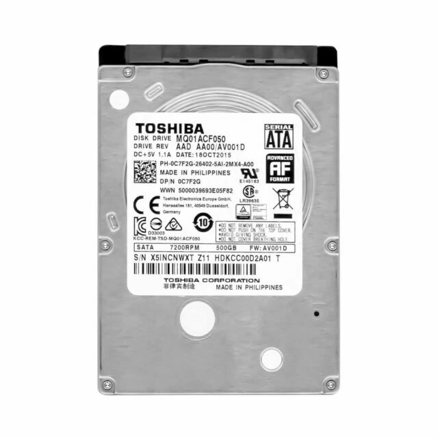 Toshiba MQ01ACF050 2,5" 500 Go Disque Dur Interne