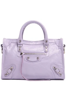 BALENCIAGA Le City Small Lilac Leather Shoulder Bag New - Picture 1 of 4