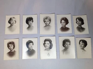 Vtg 1950s/60s Detroit High School Yearbook Photos B&W Lot 10 Girls Lady Ephemera - Picture 1 of 3