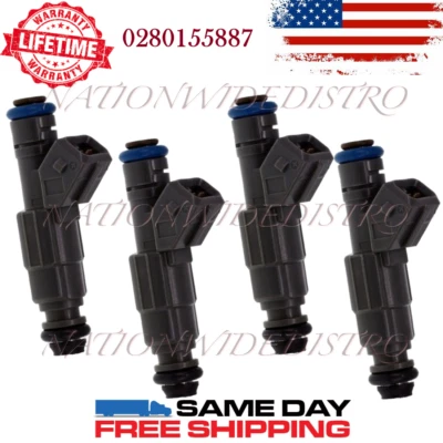 4x OEM Bosch Fuel Injectors for 2000 2001 2002 Mercury Cougar 2.0L I4 0280155887 - Image 1 of 4