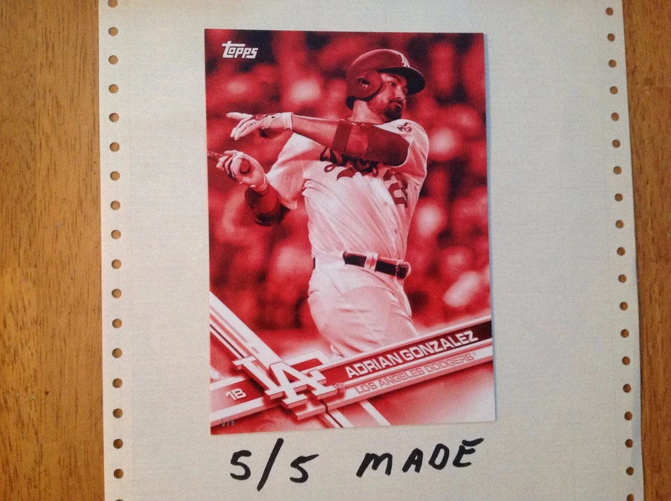 Adrian Gonzalez #LAD-17 LA Dodgers 5/5 Made 2017 Topps 5X7 Jumbo Red Version - Image 1 of 1