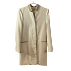 Helmut Lang Cream Wool Blend Leather Trim Coat Size Small