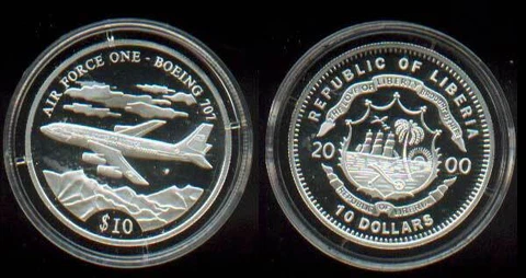 Air Force One Boeing 707 American Mint 2000 $10 Silver coin History of Aviation Cover