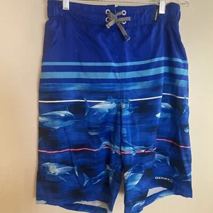 Gerry Boys Boy’s Swim Trunks Size XL Waist 32” Blue Sharks Shark Print - Picture 1 of 4