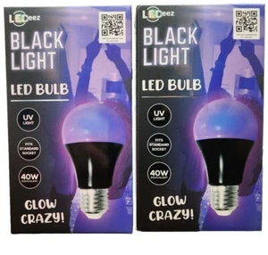 2 PER ORDER  LED Black Light Bulb UV 40W Standard Socket Fit Indoor Use LEDeez - Picture 1 of 1