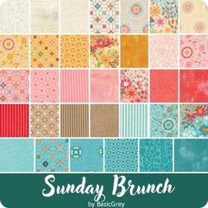 Moda Layer Cake - SUNDAY BRUNCH - 100% cotton for patchwork quilting - Picture 1 of 2