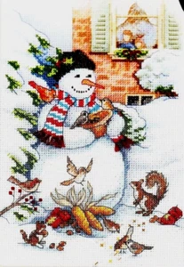 DIMENSIONS Gold Collection Petites SNOWMAN & FRIENDS Counted Cross Stitch Kit - Imagen 1 de 4