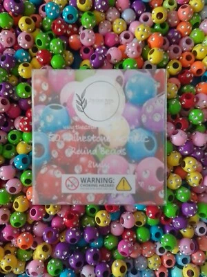 RHINESTONE ACRYLIC ROUND BEADS 8MM BRACELET COLOURFUL FREE POSTAGE - Image 1 of 4