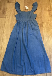 Next Pinafore Style Dress Sz16, BNWT - Denim, Feature Back, Pockets, Summer - Picture 1 of 3