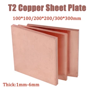 T2 Copper Sheet Plate Square Metal Panel 100*100/200*200/300*300mm Thick:1mm-6mm - Picture 1 of 9