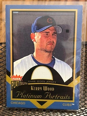 KERRY WOOD 2003 FLEER PLATINUM PORTRAITS CUBS GAME-WORN USED JERSEY PATCH RELIC! - Image 1 of 2
