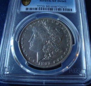 1893-P MORGAN DOLLARO ARGENTO PCGS XF DETTAGLIO originale GRAFFIO ? (431) 378.000 mtd - Foto 1 di 5