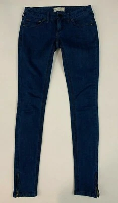 Anthropologie Free People Dark Blue Wash Skinny Ankle Zip Jeans Size 25  Foto 1 de 4