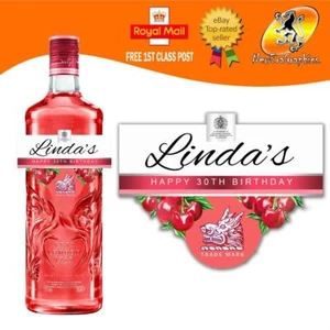 ETIQUETA GINEBRA CEREZA PERSONALIZADA CUMPLEAÑOS CUALQUIER OCASIÓN - Imagen 1 de 4