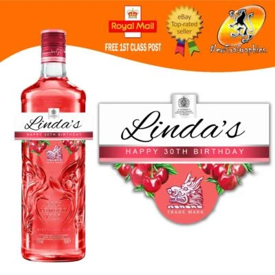 PERSONALISED CHERRY GIN LABEL BIRTHDAY ANY OCCASION - Image 1 of 4