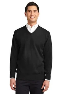 Port Authority SW300 Men's 100% Acrylic Long Sleeve Value V-Neck Sweater - Picture 1 of 5