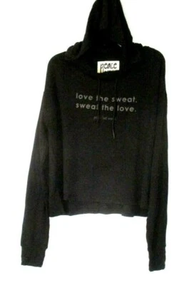Peace Love World Relaxed Hoodie Sz 2XS Black Long Sleeve A381009 Women WE9 - Image 1 of 4