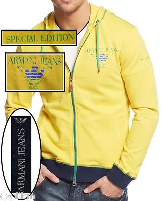 全新带标签 Armani Jeans LOGO 巴西世界足球特别版超薄连帽衫 — 第 1/4 张图片