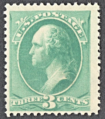 US Sc# 207 *MINT OG H* { 3c GEORGE WASHINGTON } SOFT POROUS PAPER 1881 CV$ 70.00 - Image 1 of 3