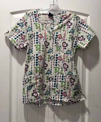 MEDGEAR - SCRUB TOP - SHORT SLEEVE - V NECK - BACK TIE / MULTI-COLOR / SMALL - Image 1 of 4