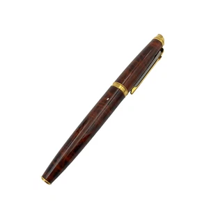 Caran d'Ache LeMan Brown Lacquer Gold Trim Rollerball Pen Swiss Gold Plated - Picture 1 of 8