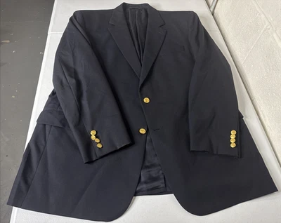 Men's BROOKS BROTHERS 1818 Madison Loro Piana Wool Navy Blue Blazer Jacket 48L - Image 1 of 4