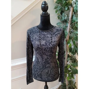 Lauren Ralph Lauren Oberteil Damen mittelgrau schwarz langarm Baumwolle Strick Shirt - Bild 1 von 10