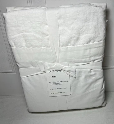 Cubierta de resorte Pottery Barn Belga de lino Cal King blanca Foto 1 de 2