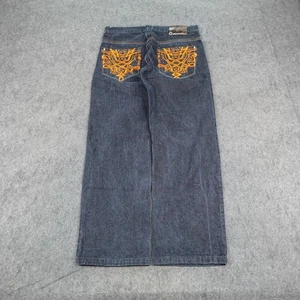 Vintage Southpole Jeans Mens 36x32 Blue Denim Orange Embroidered Baggy Skate Y2K - Picture 1 of 13