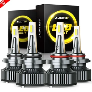 AUXITO Combo 4x 9005 9006 LED Headlight Kit Bulbs High Low Beam White 6400000LM - Picture 1 of 16