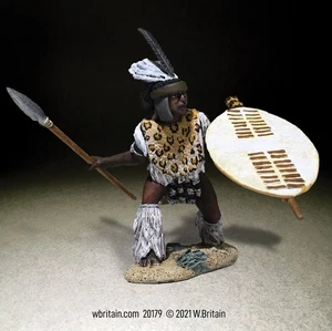 W.Britain 20179 Zulu uThulwana Regiment Attacking Low with Assegai  (Britains) - Picture 1 of 2