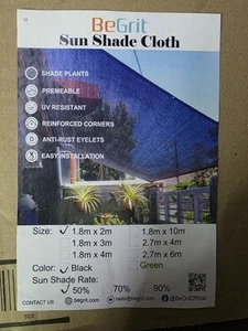 BeGrit Greenhouse Shading Net with Grommets Pergola Sun Shade Cloth 50% Shading - Picture 1 of 4