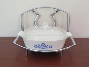Vintage Corning Ware Kornblume Auflaufform, Deckel & 2 Untersetzer - - Bild 1 von 10