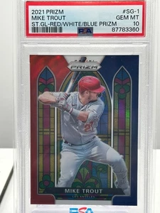 Mike Trout 2021 Panini Prizm Stained Glass Red/White/Blue Prizm #SG-1 PSA 10 - Picture 1 of 2